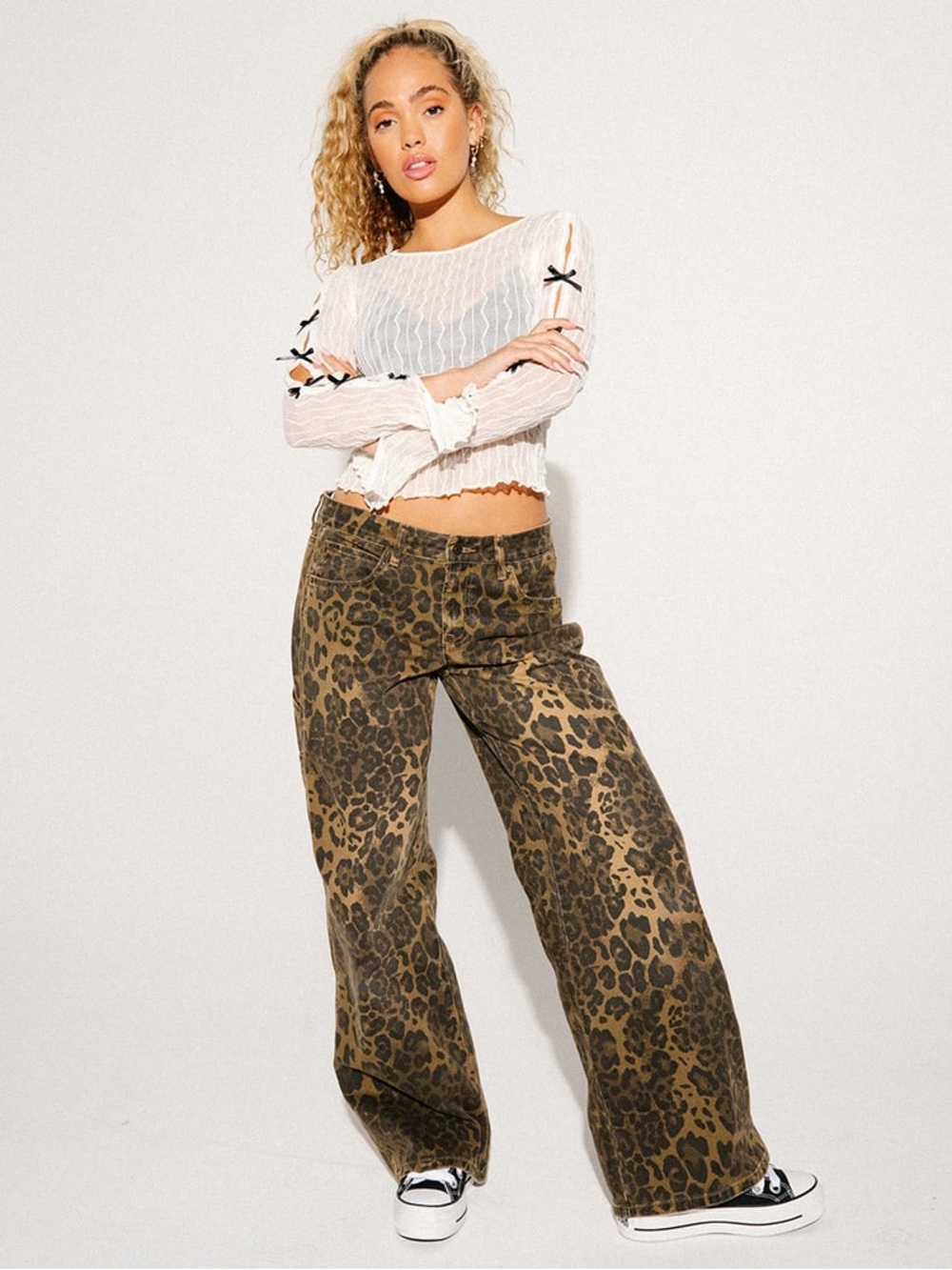 RSQ Womens Low Rise Leopard Baggy Carpenter Pants